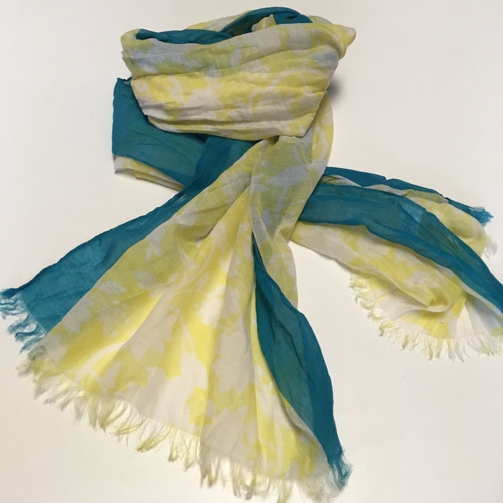 CATO Sheer Yellow & Teal Scarf